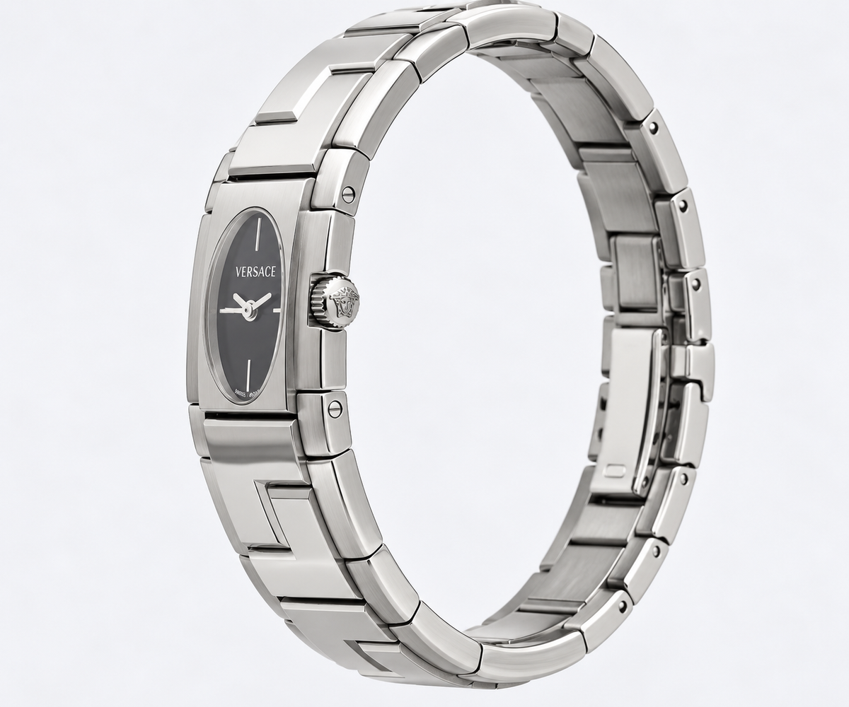 Versace ESQ99 Black Dial Greca Steel Bracelet Watch(752-VER-L). LWM864 | O/S, Black
