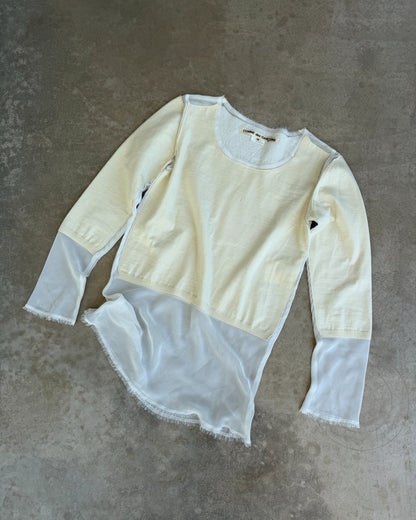 Comme des Garçons AW2012 Wool and Mesh Long Sleeve T-Shirt – M-on a concrete background