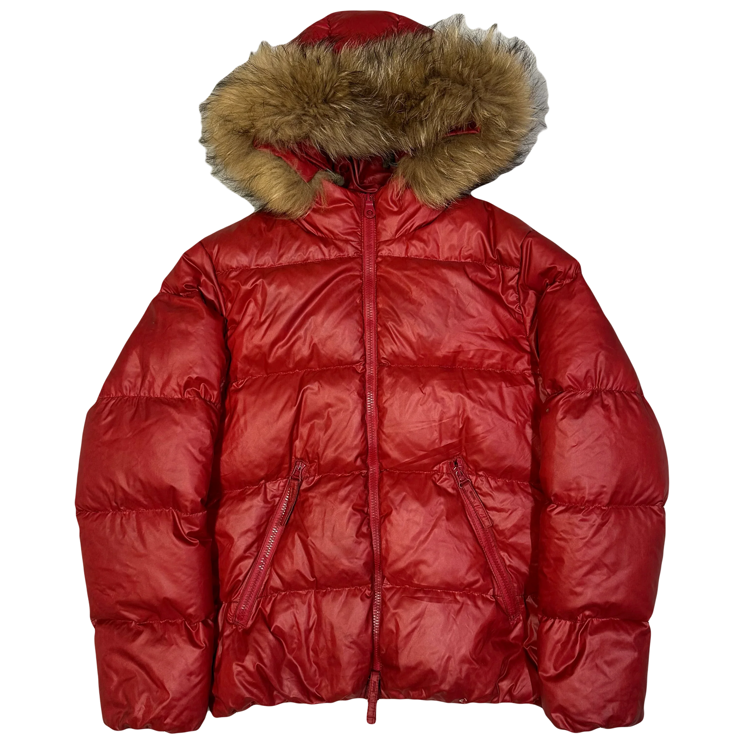 Duvetica Fur Hood Puffer Jacket In Red ( M )