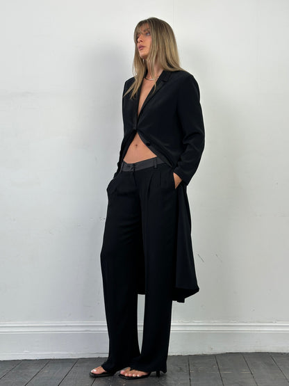 Valentino Low Waist Wide Leg Tuxedo Trousers - W32