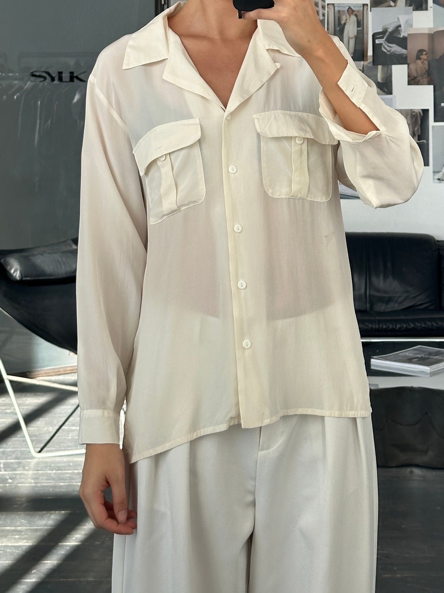 Vintage 1990s Pure Silk Minimal Shirt - M