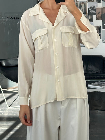 Vintage 1990s Pure Silk Minimal Shirt - M