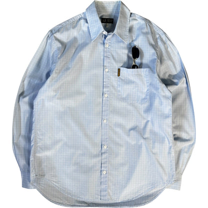 Armani Jeans 00’s Windowpane Check Shirt L | Large, Blue