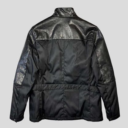 Prada Milano 2011 Gabardine Nylon Leather Jacket + Belt - M | Default Title, Black