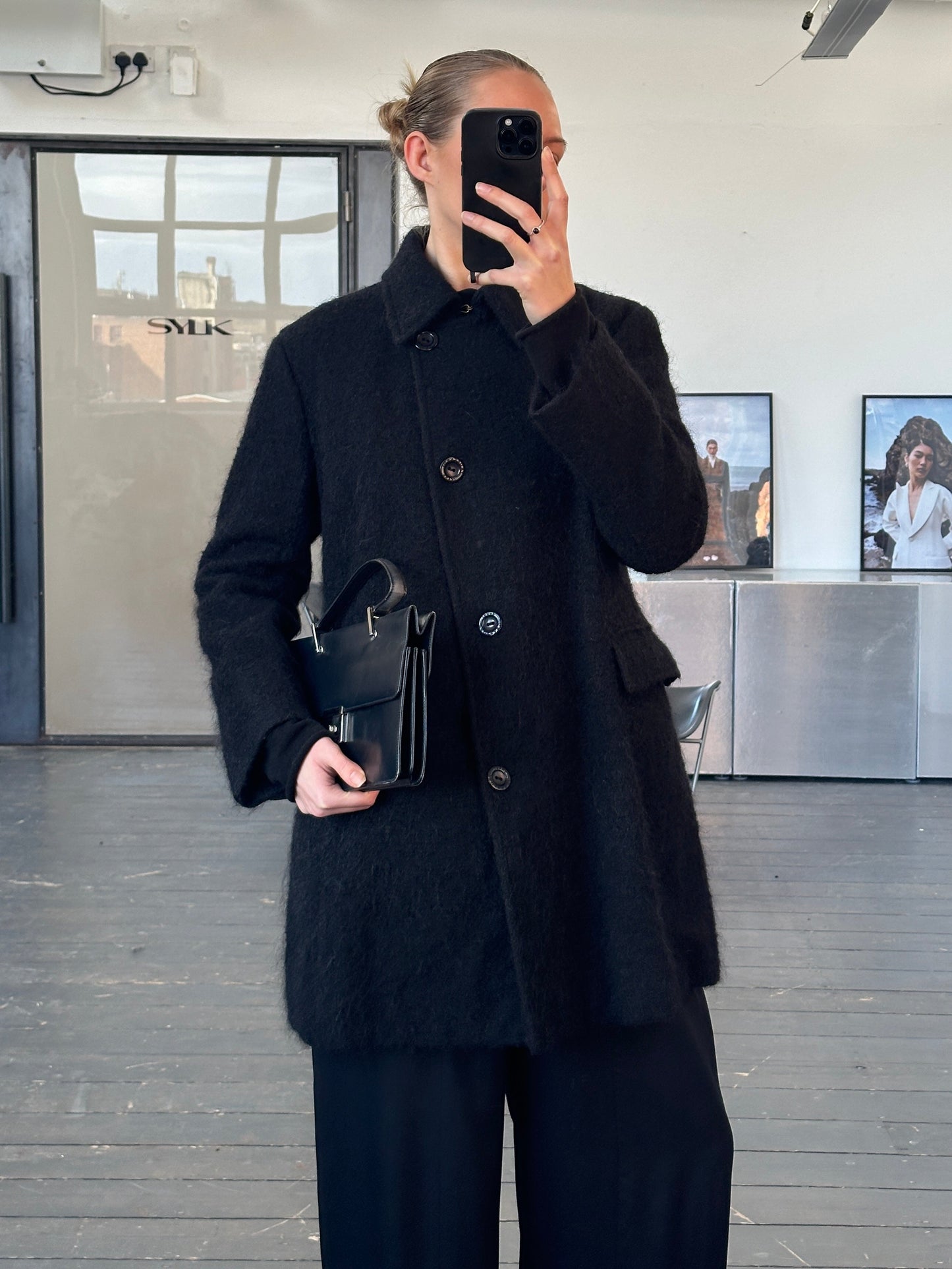 Trussardi 2000s Virgin Wool Mohair Single Breasted Coat - M