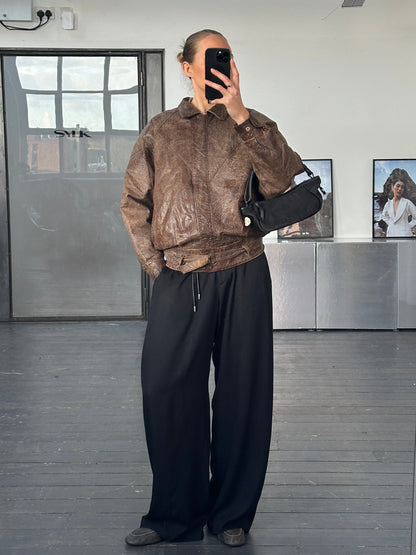 Vintage 1980s Aged Leather Jacket - S