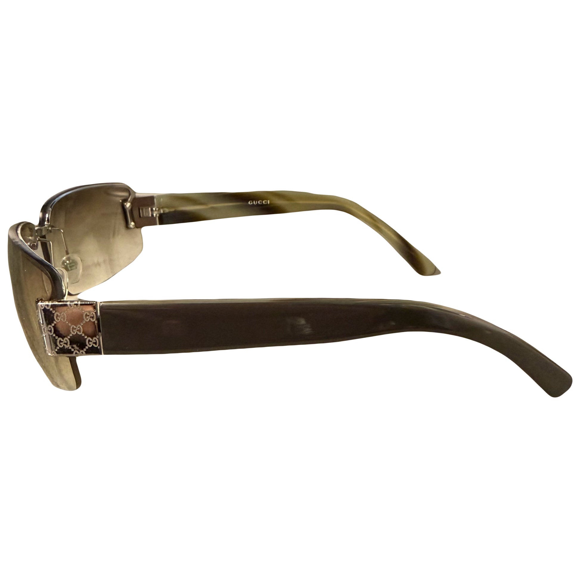 Gucci Monogram Sunglasses In Olive Green | O/S, Green