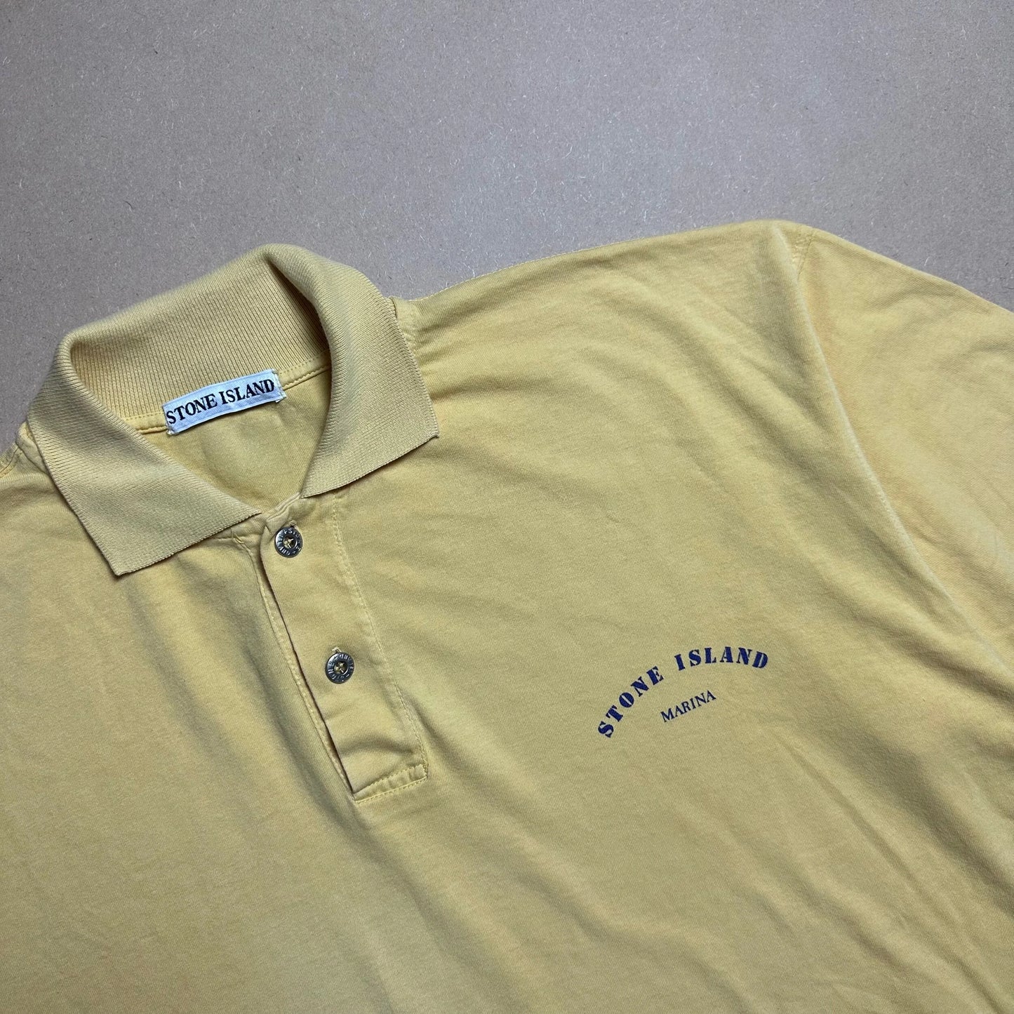 S/S 1993 Corn Yellow Marina Spell Out Polo Shirt
