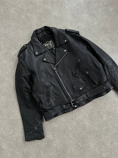 Vintage Leather Biker Jacket - XL
