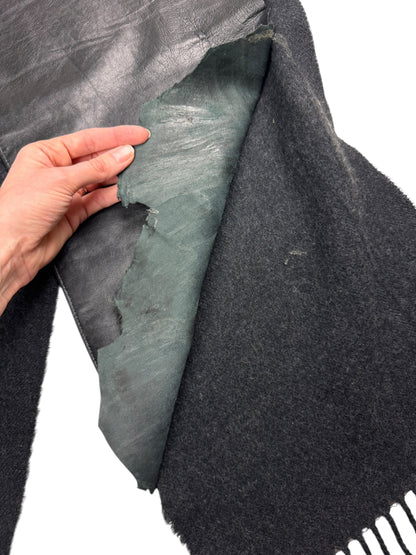 Jean Paul Gaultier leather wool scarf | O/S, Black