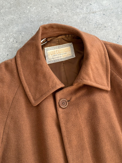 British Vintage Pure Cashmere Concealed Placket Coat - XL