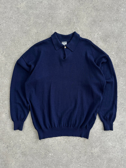 Gianni Versace Versus 90s Pure Wool Bespoke Button Polo Jumper - L