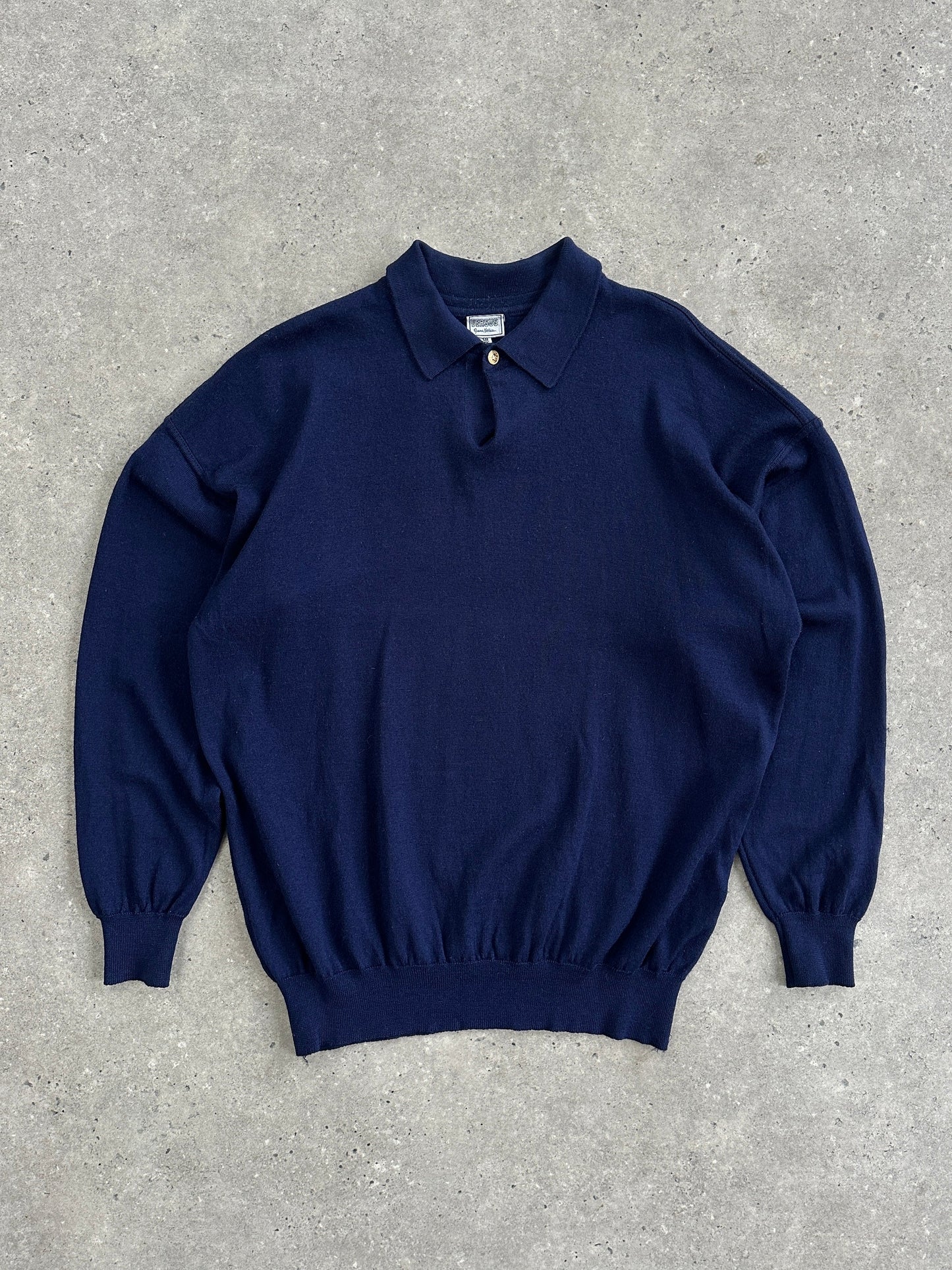 Gianni Versace Versus 1990s Pure Wool Bespoke Button Polo Jumper - L