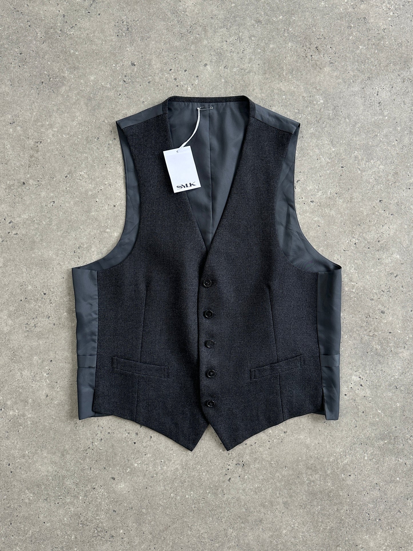 Vintage Pure Wool Single Breasted Tailored Waistcoat - L