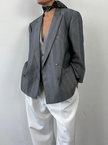 Italian Vintage Boxy Wool Double Breasted Blazer - L/XL - Known Source