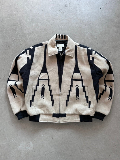 1990's Native Jackets Inc Woollen Bomber - L | X-Large, Red