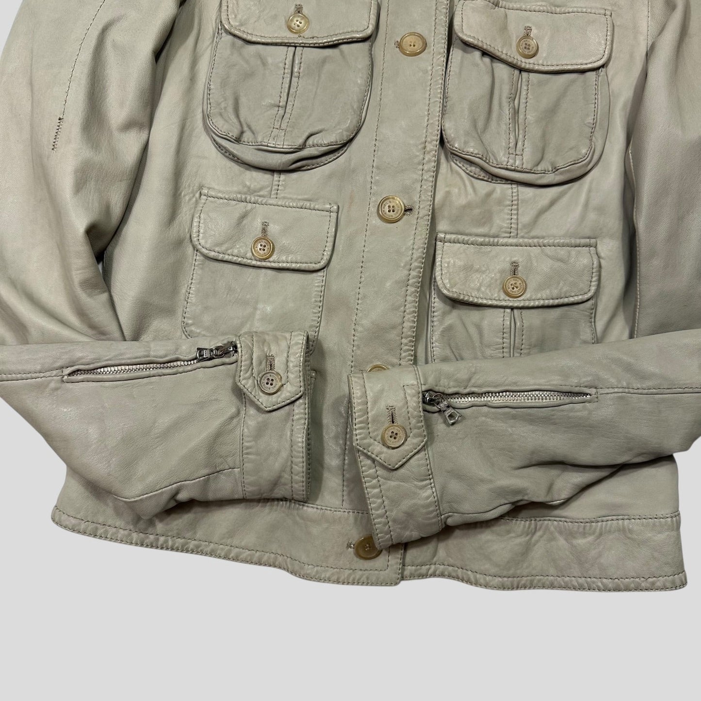 Neil Barrett 00’s Brad Pitt Leather Multipocket Moto Jacket - XS/S | Default Title, Multicoloured