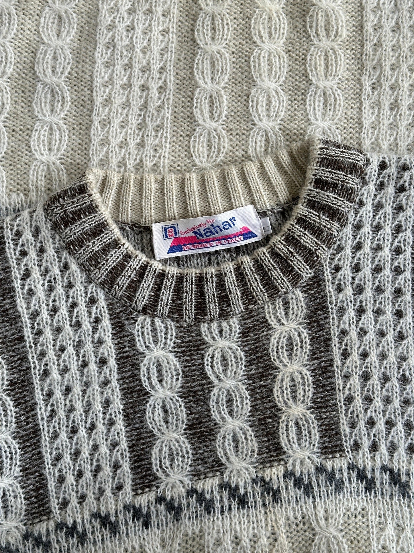 Italian Vintage Wool Mohair Fair Isle Knitted Jumper - XL - Known Source