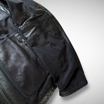 Hugo Boss Orange Nylon & Leather Panel Biker Jacket (2000s)