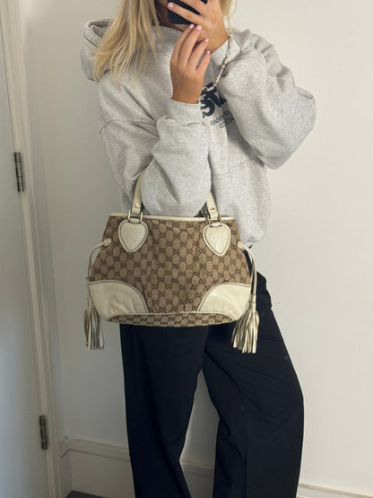Vintage 90s Gucci Monogram GG Tassel Handbag | O/S, Multicoloured