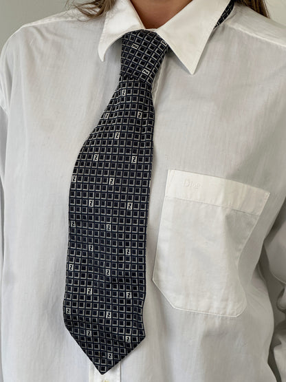 Fendi 1990s Pure Silk Monogram Tie