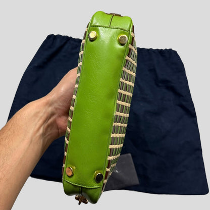 Prada 2001 Mini Top Handle Leather Woven Bag + Cards & Dustbag