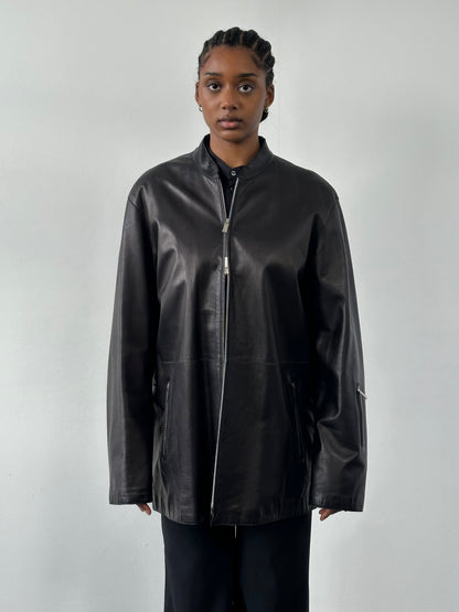 Emporio Armani 2000s Double Zip Leather Jacket - XL