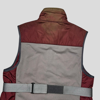 Prada Sport 1999 Nylon Bondage Mesh Padded Gilet - IT48 (S/M) | Small, Burgundy