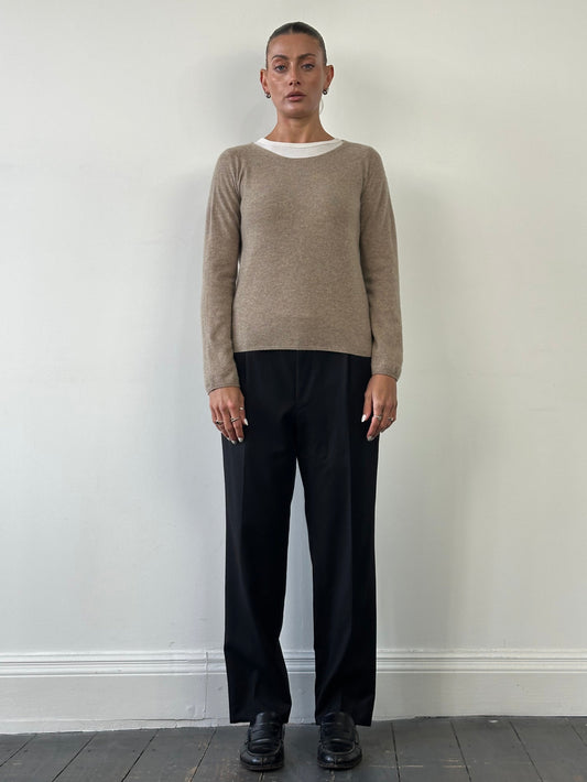 Italian Vintage Pure Brushed Wool Tailored Trousers - W32