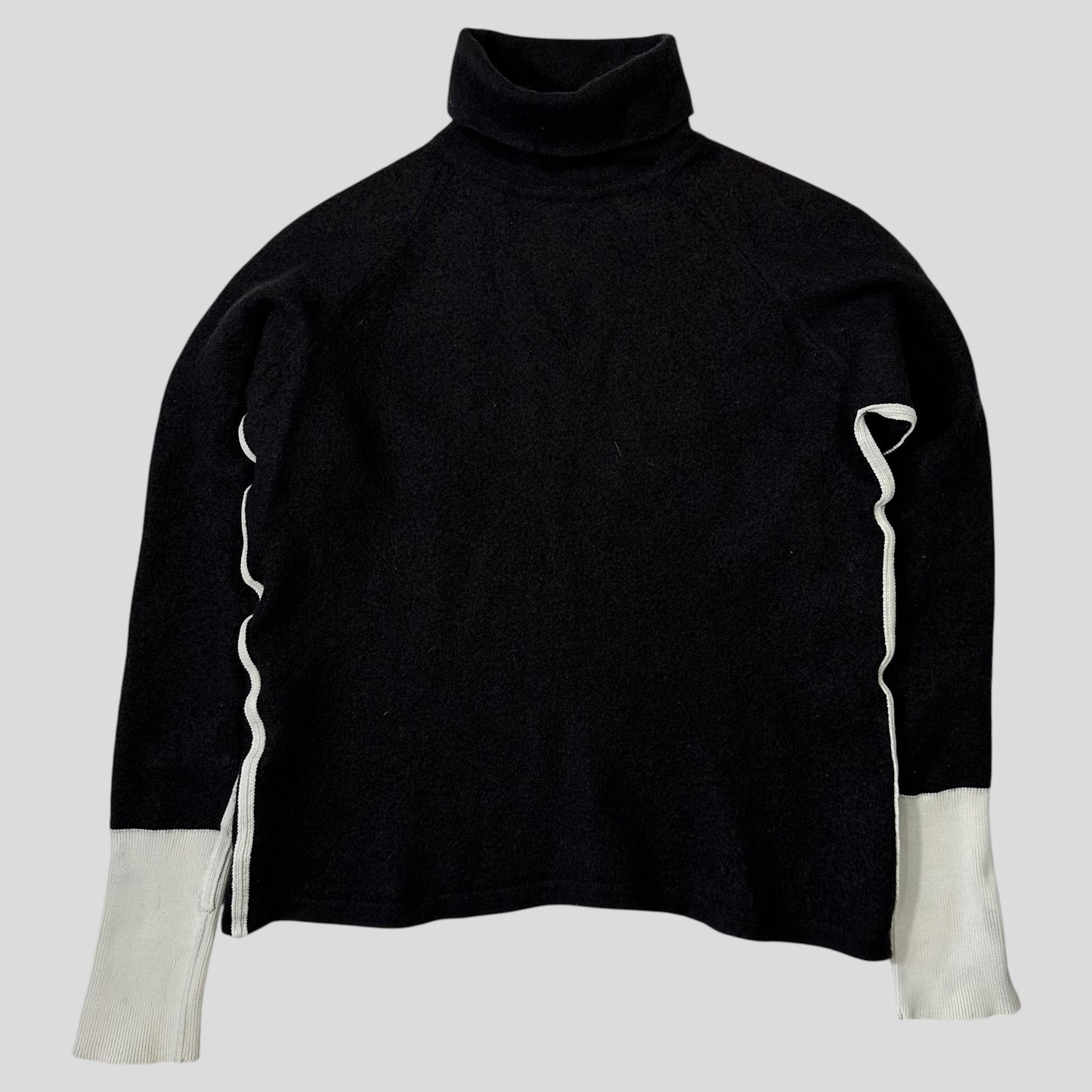 Prada Sport AW00 Virgin Wool Appliqué Seam Rollneck Knit - S | Default Title, Charcoal Black