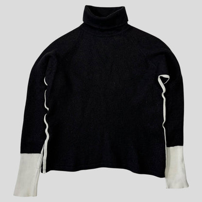 Prada Sport AW00 Virgin Wool Appliqué Seam Rollneck Knit - S | Default Title, Charcoal Black