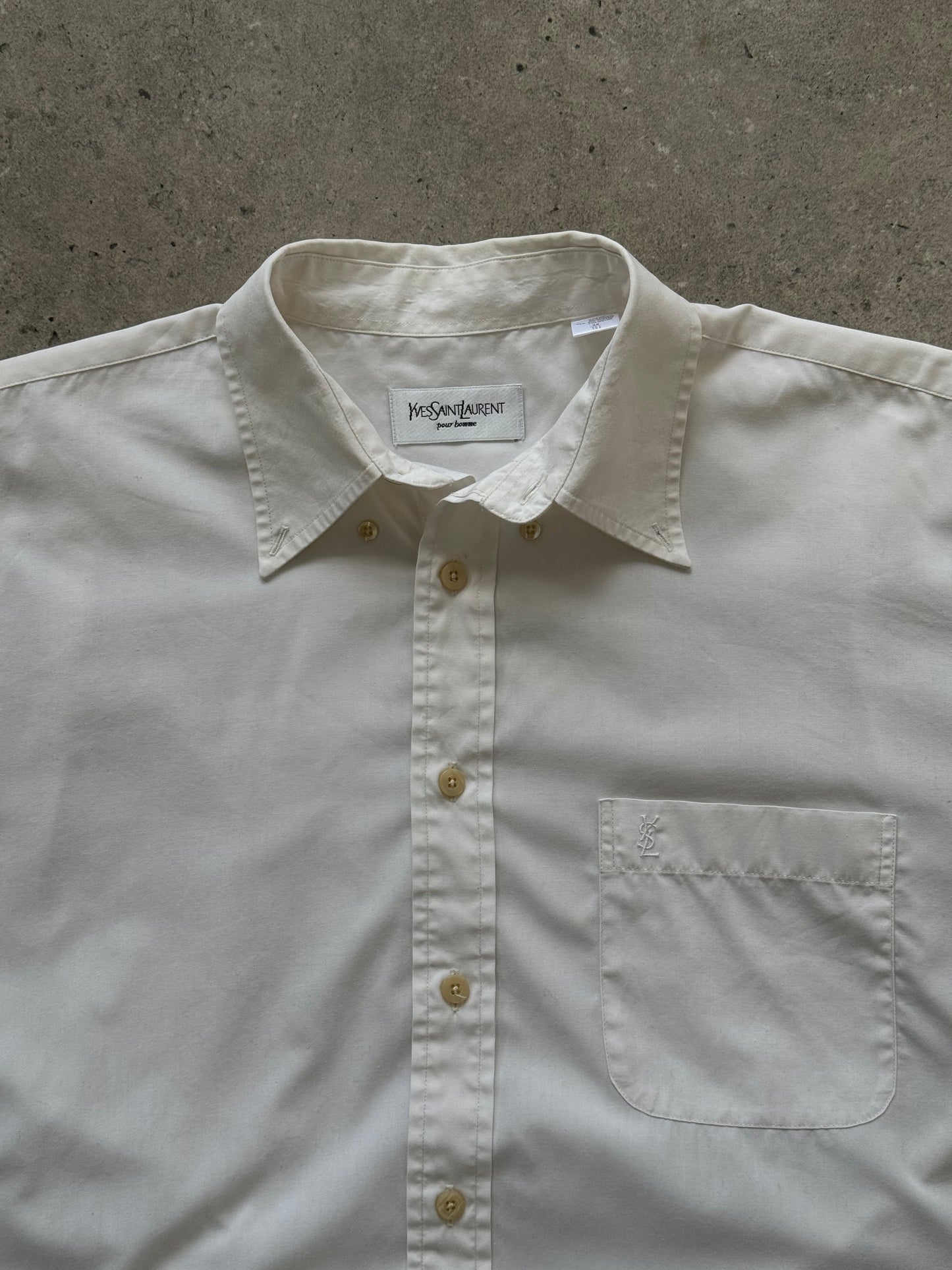 Yves Saint Laurent Pour Homme 1990s Cotton Logo Shirt - M