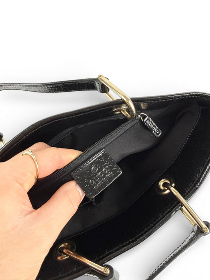 Vintage 90s Gucci Monogram Black Mini Tote Handbag | O/S, Black