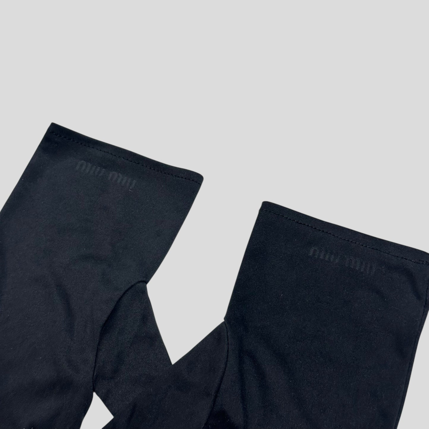 Miu Miu Microfibre Black Embossed Logo Gloves - M | O/S, Black