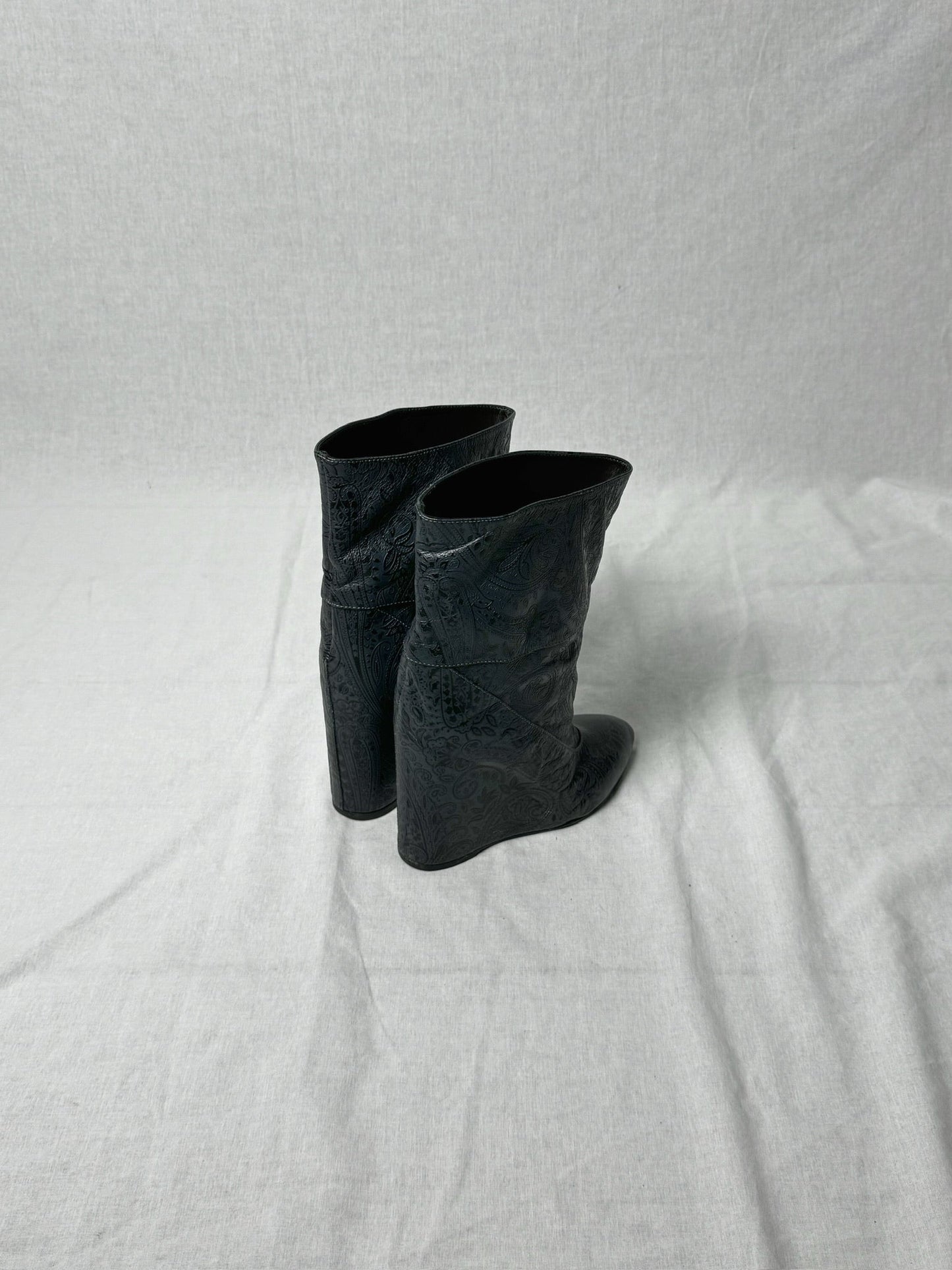 AF VANDEVORST EMBOSSED WEDGE BOOTS | DEFAULT TITLE, Blue