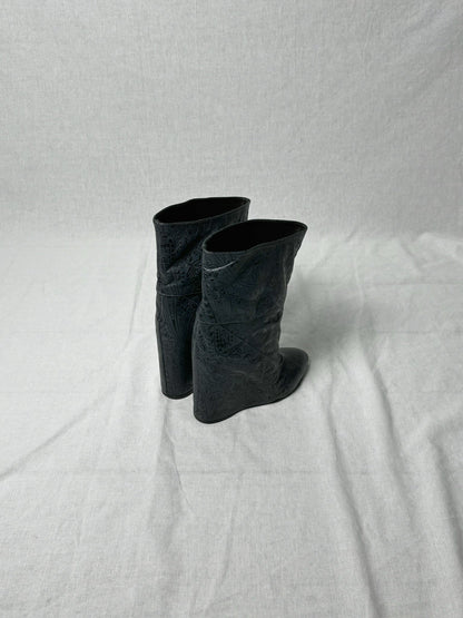 AF VANDEVORST EMBOSSED WEDGE BOOTS | DEFAULT TITLE, Blue