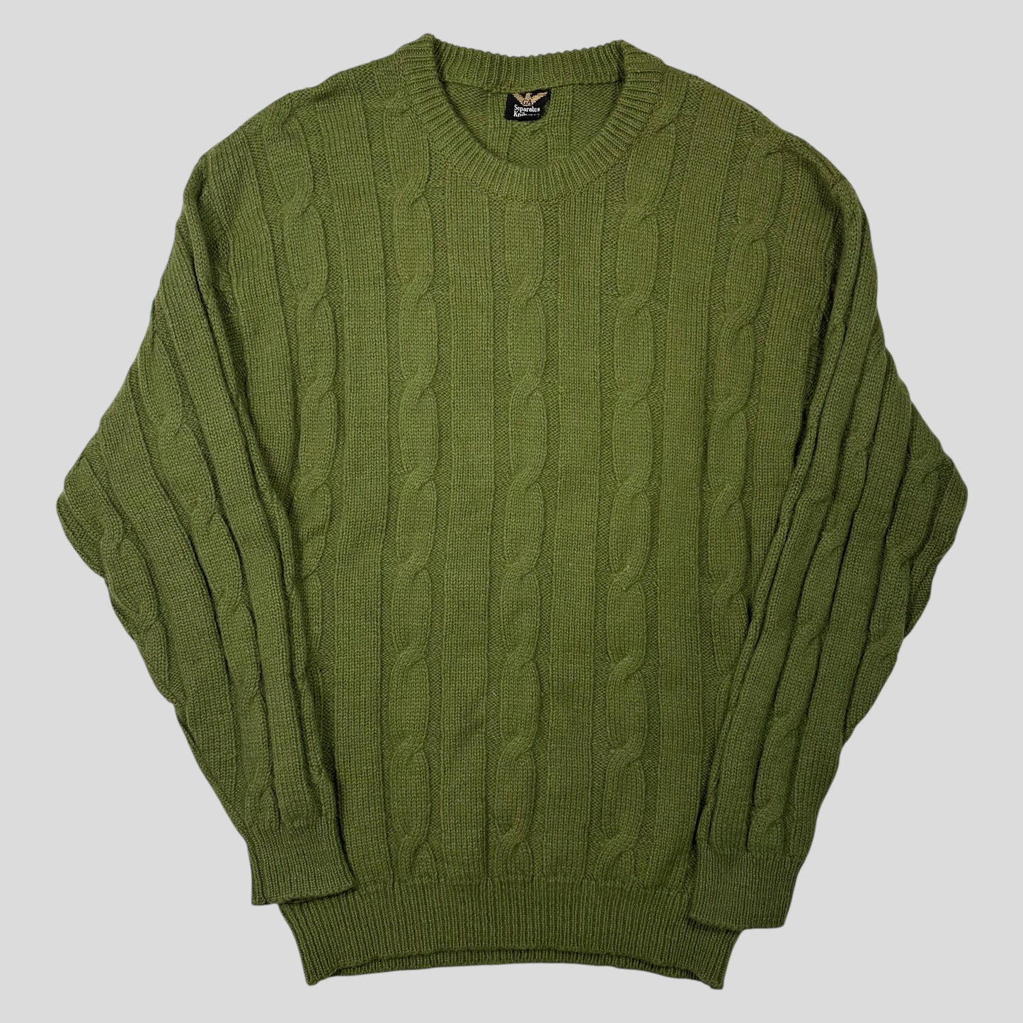 Giorgio Armani 80’s Seperates Knitwear Thick Wool 3D Cable Knit - M | Default Title, Green