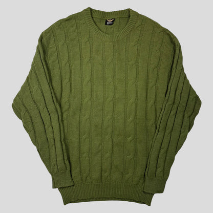 Giorgio Armani 80’s Seperates Knitwear Thick Wool 3D Cable Knit - M | Default Title, Green