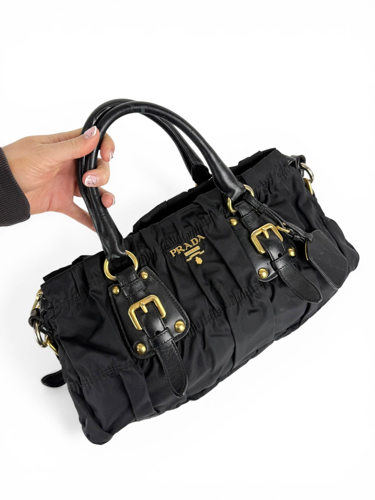 2010s Prada Nylon Tessuto Gaufre Black Handbag | O/S, Black