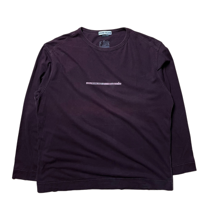 S/S 2000 Wine Red Adhesive Mini Spell-Out Long-Sleeve T-Shirt