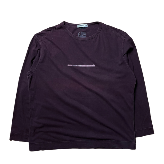 S/S 2000 Wine Red Adhesive Mini Spell-Out Long-Sleeve T-Shirt