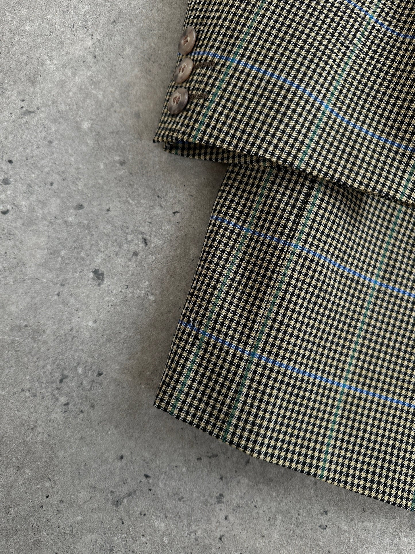 Yves Saint Laurent Pour Homme 1990s Wool Single Breasted Check Blazer - 44R/XL