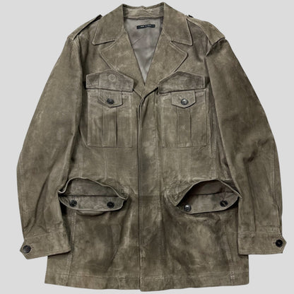 Gucci by Tom Ford FW03 Suede Leather Western Military Jacket - IT54 (L) | Default Title, Multicoloured