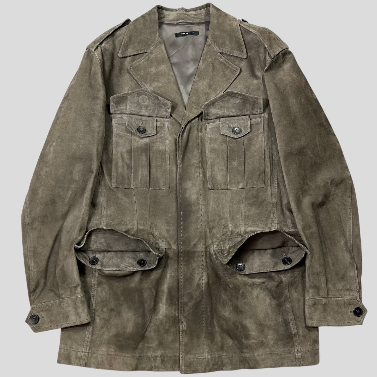 Gucci by Tom Ford FW03 Suede Leather Western Military Jacket - IT54 (L) | Default Title, Multicoloured