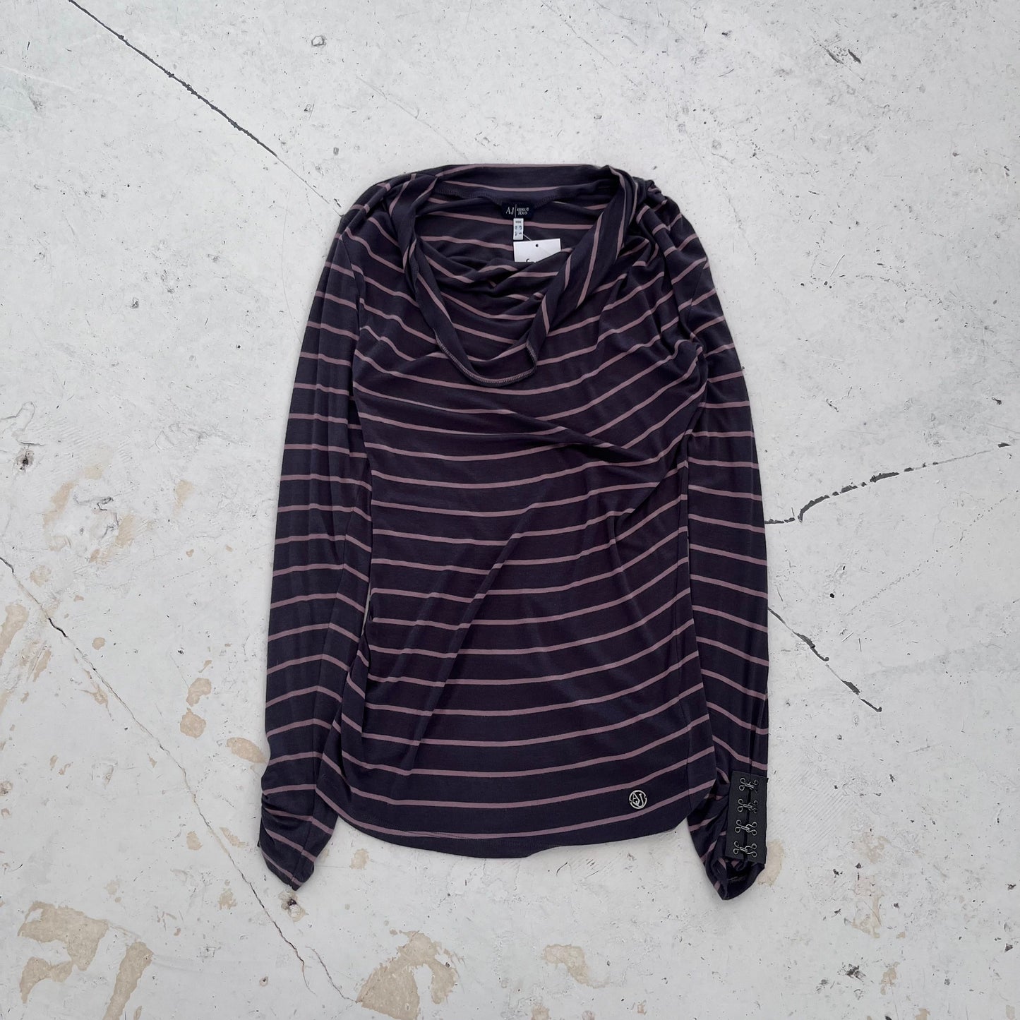 2000s armani jeans striped scoop neck top | Grey, Grey