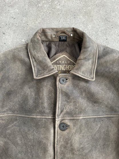 Italian Vintage 1990s Aged Leather Jacket - XL