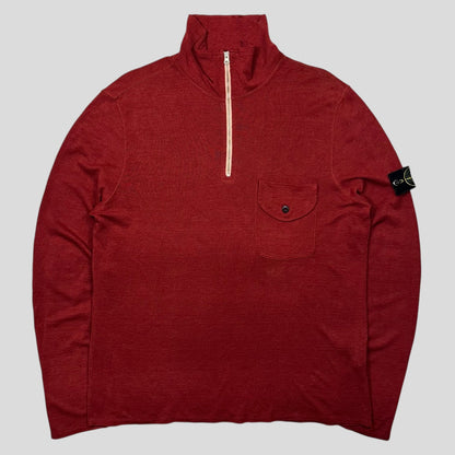 Stone Island 2010 Blood Red Flax & Silk Lightweight Knit - L | Default Title, Red