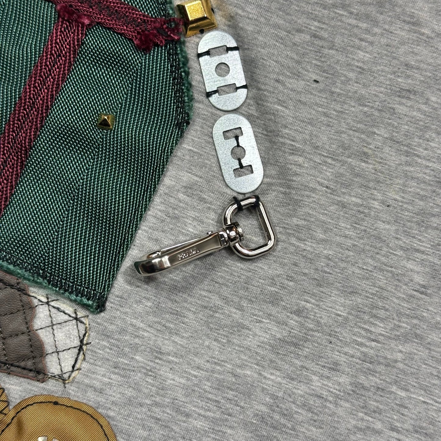 Prada FW04 Robot Logo Leather and Carabiner Appliqué T-shirt - S