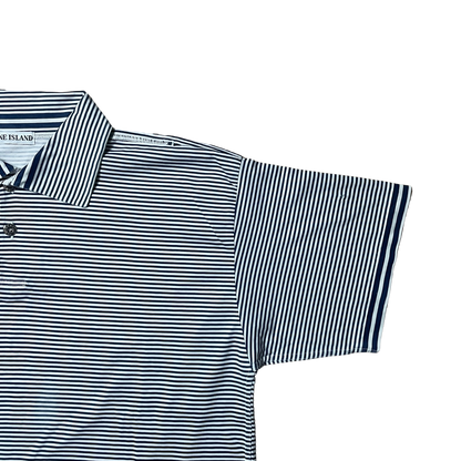 S/S 1989 Navy Blue & White Striped Egyptian Cotton Polo Shirt