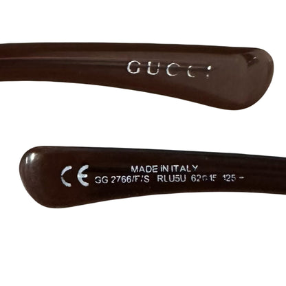 Gucci Monogram Sunglasses In Brown & Silver